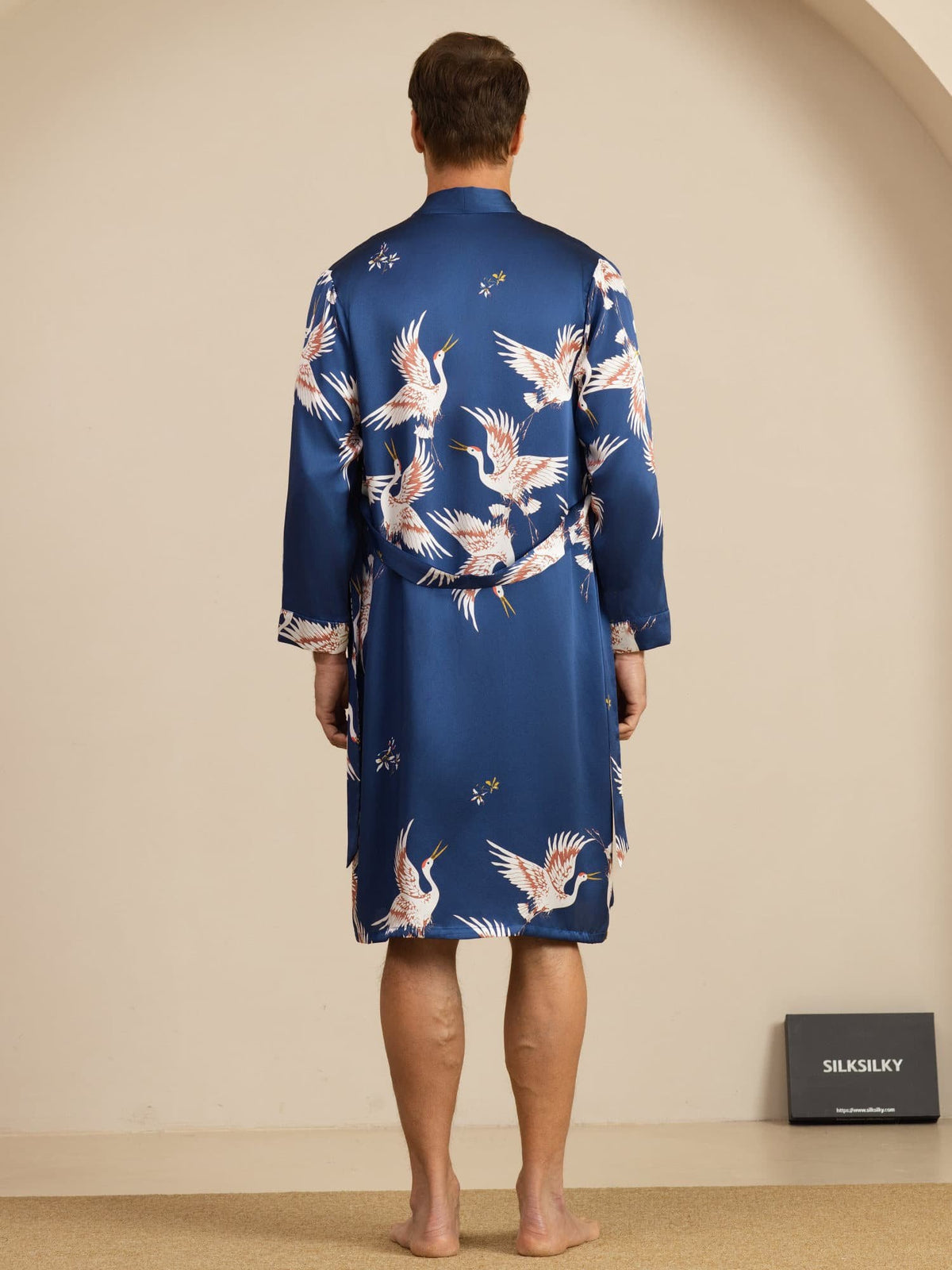 [Dark Blue] SilkSilky-UK 19Momme Long Sleeve Mens Pajamas 002