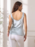 SilkSilky UK Pure Silk Sleeveless U Neck Camisole LightBlue 002