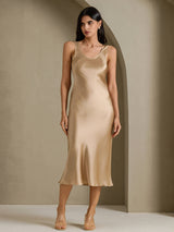 [Champagne Gold] SilkSilky-UK Sleeveless Dress 001