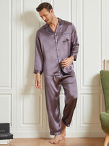 [Purple Gray] SilkSilky-UK Long Sleeve Notch Collar Men's Pyjamas 004