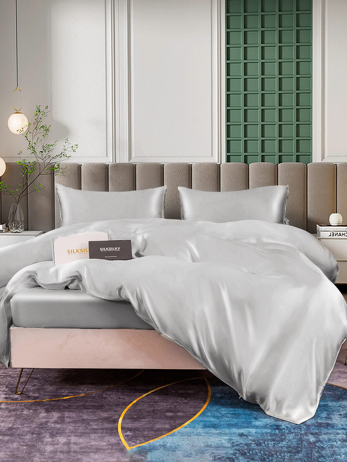 [Silver] SilkSilky-UK 25Momme Pure Silk Bedding Set 006