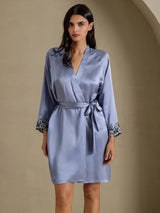 [Steel Blue] SilkSilky-UK 3/4 Sleeve Women's Dressing Gown 003