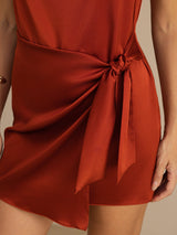 [Caramel] SilkSilky-UK Sleeveless Cowl Neck Dress 005