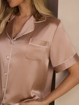 [Tuscany] SilkSilky-UK Short Sleeve Lapel Collar Women's Pyjamas 004