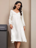 SilkSilky UK Pure Silk Long Sleeve Nightgown White 003