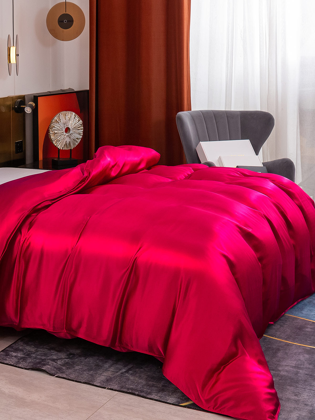 SilkSilky-UK 19Momme Pure Silk Duvet Cover Wine 001