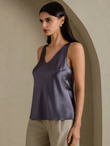 [Dark Gray] SilkSilky-UK Sleeveless V Neck Camisole 006