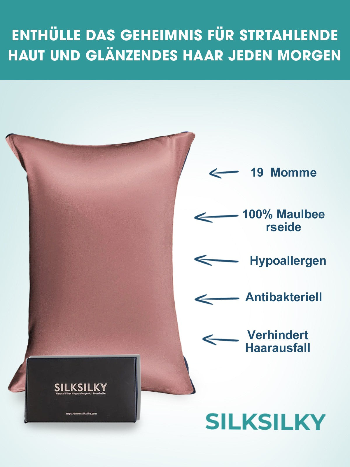 [Pale Mauve] SilkSilky-UK 19Momme Pure Silk Pillowcase 002