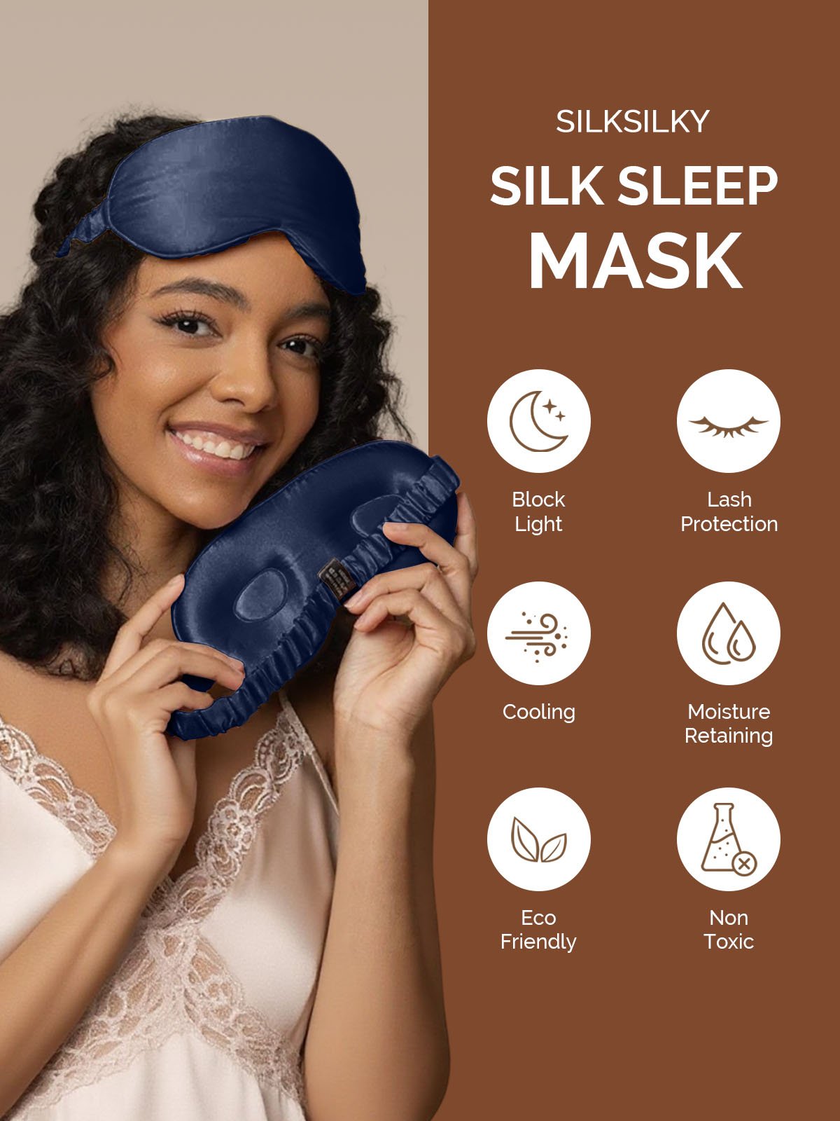 [Dark Blue] SilkSilky-UK 22Momme Pure Silk Eye Mask 003