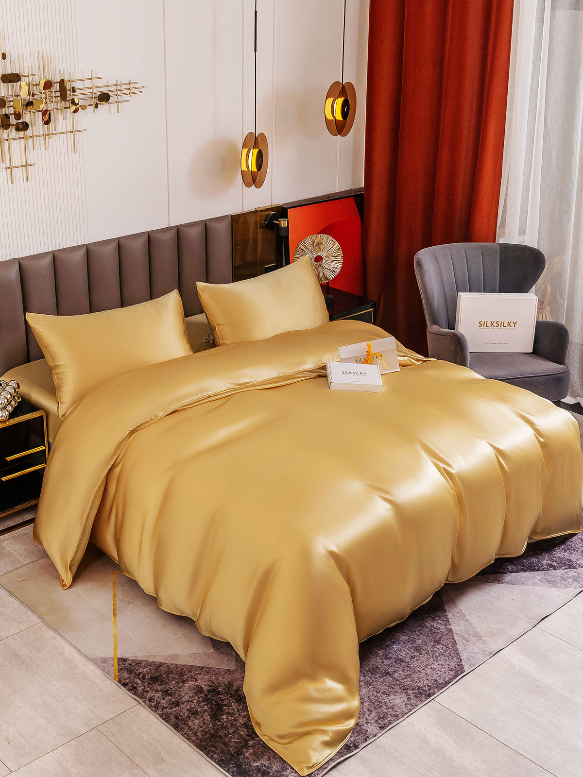 SilkSilky-UK 19Momme Pure Silk Duvet Cover Champagne 010