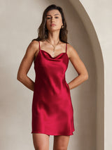 [Wine] SilkSilky-UK Spaghetti Strap Cowl Neck Dress 006