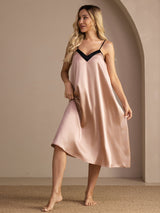 [Tuscany] SilkSilky-UK Spaghetti Strap V Neck Nightdress 003
