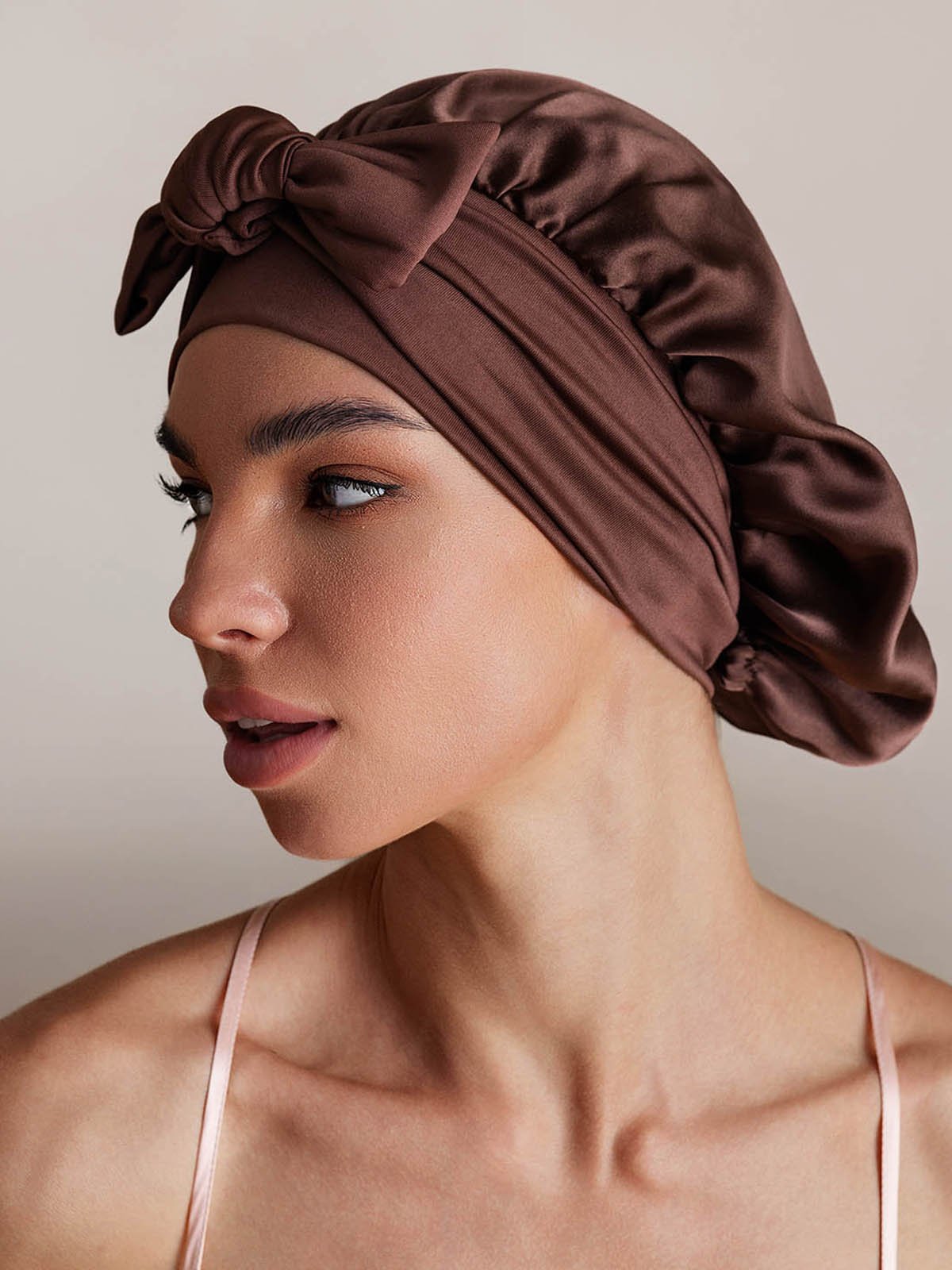 [Coffee] SilkSilky-UK Pure Silk Sleep Cap 002