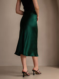 SilkSilky-UK 19Momme Pure Silk Skirt DarkGreen 002