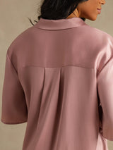 [Peach Skin] SilkSilky-UK 19Momme Machine-Washable Silk Half Sleeve Notch Collar Women's Pyjamas 002