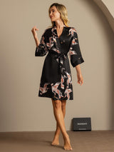 [Black] SilkSilky-UK 3/4 Sleeve Women's Dressing Gown 005