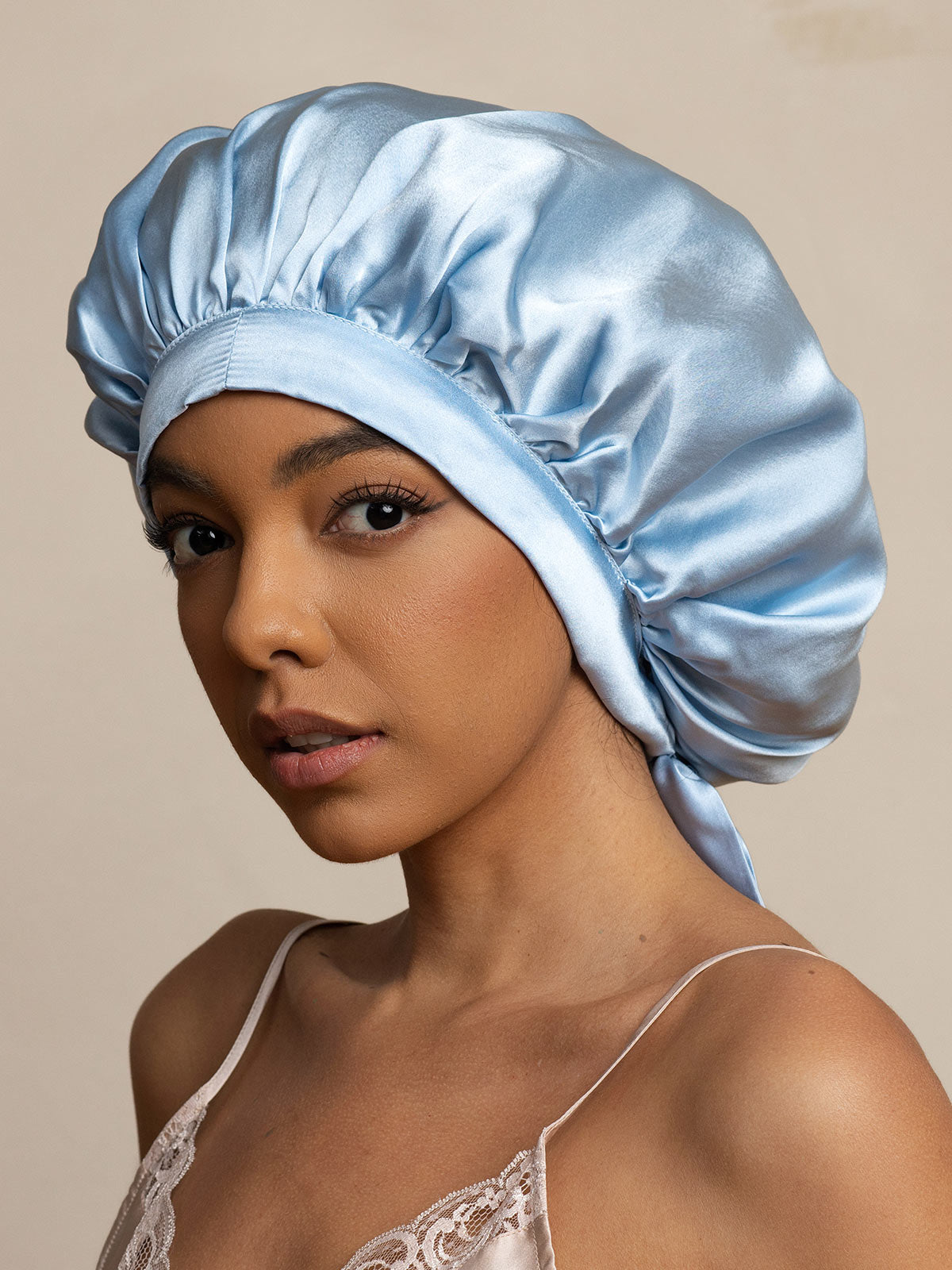 SilkSilky-UK Pure Silk Sleep Cap LightBlue 002