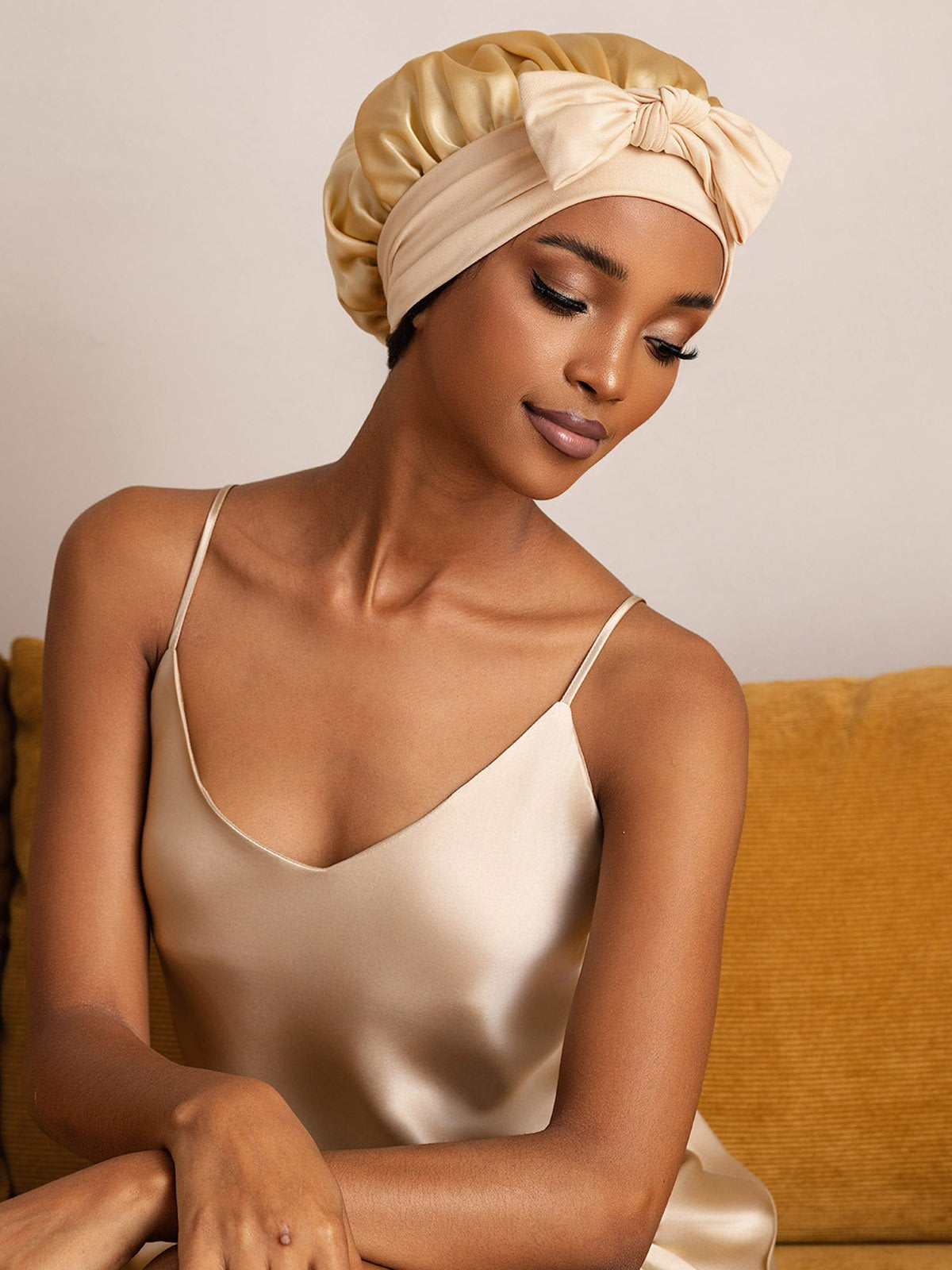 [Champagne] SilkSilky-UK Pure Silk Sleep Cap 005