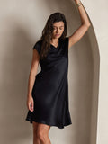 SilkSilky-UK Pure Silk Sleeveless V Neck Dress Black 004