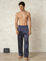 [Navy Ginkgo] SilkSilky-UK Men's Sleep Shorts 005