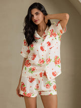 [White Pomegranate] SilkSilky-UK Short Sleeve Notch Collar Women's Pyjamas 004