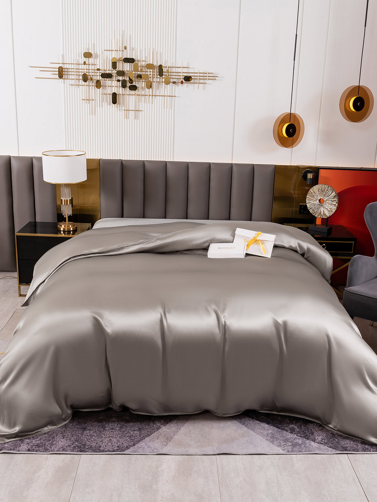 [Gray] SilkSilky-UK 19Momme Pure Silk Duvet Cover 002