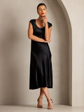 SilkSilky-UK 19Momme Silk Sleeveless Round Neck Dress Black 004