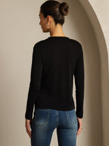 [Black] SilkSilky-UK Long Sleeve Crew Neck Women's T-Shirt 002