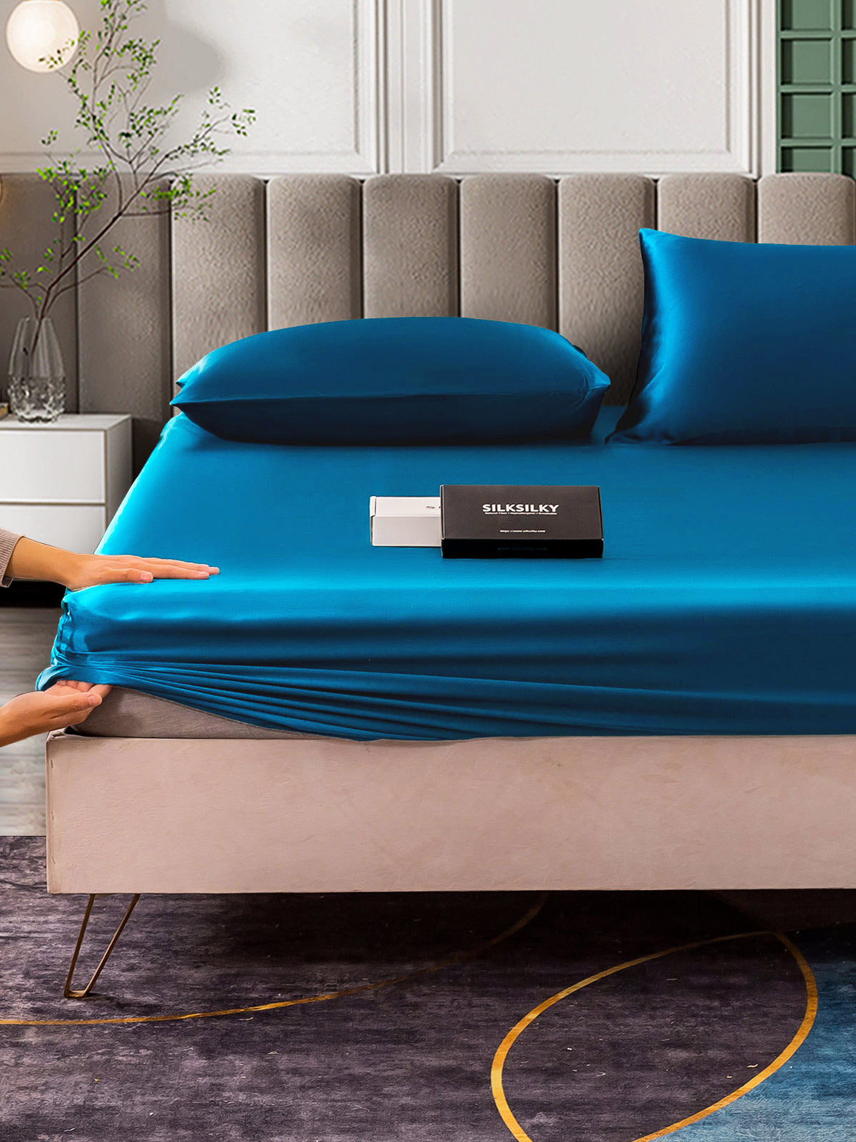 [Teal] SilkSilky-UK 25Momme Pure Silk Bedding Set 006