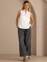 [White] SilkSilky-UK Sleeveless Tie Neck Camisole 006