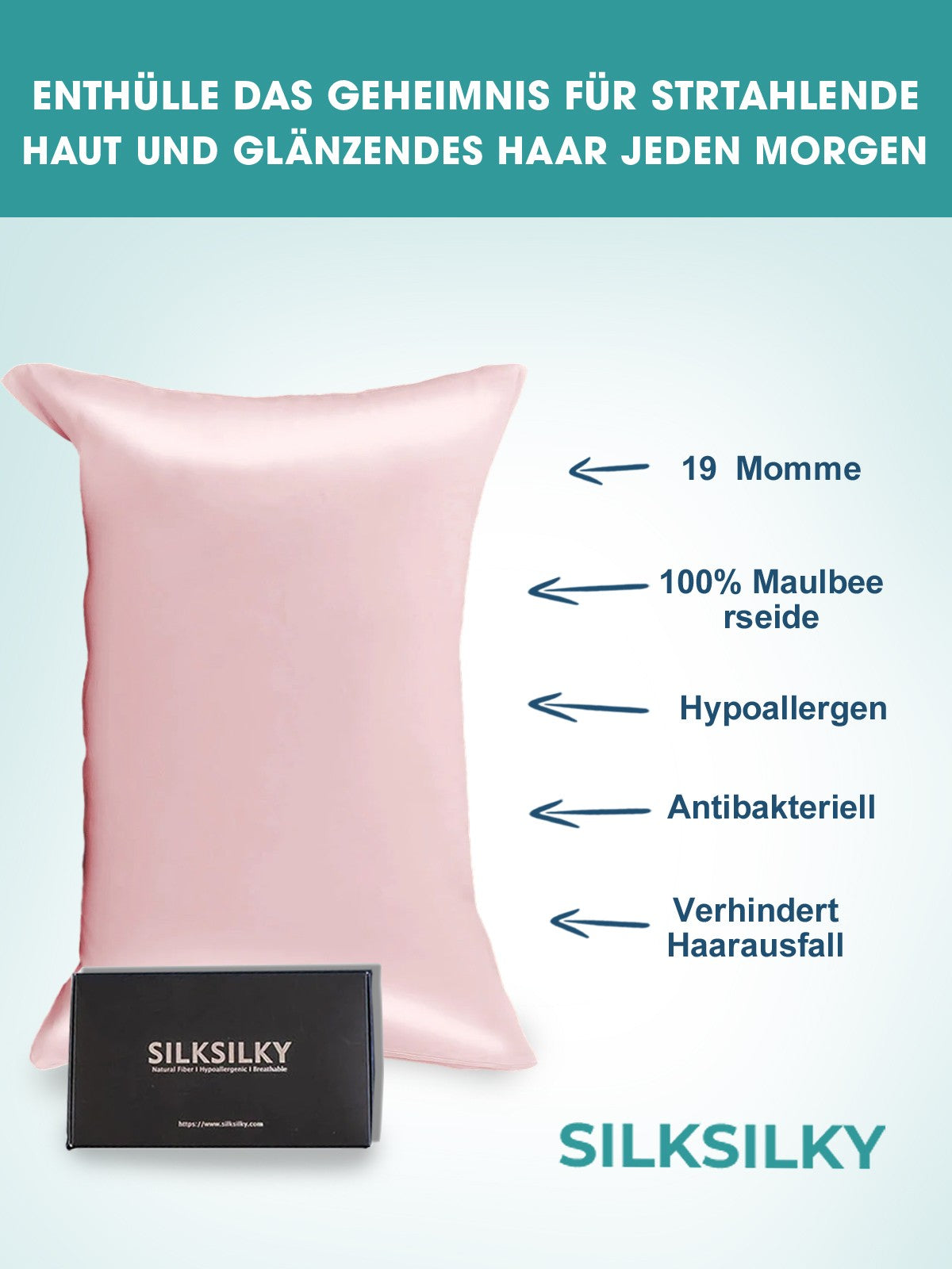 [Pink] SilkSilky-UK 19Momme Pure Silk Pillowcase 002