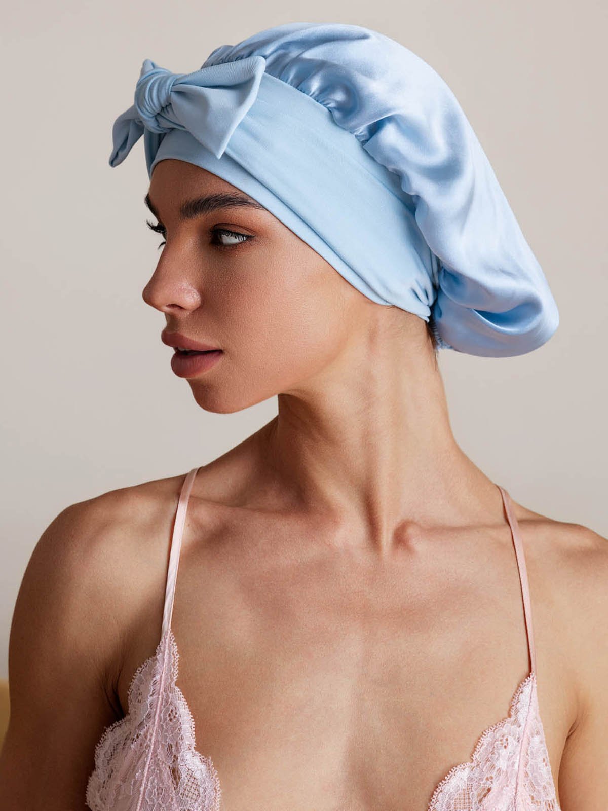 [Sky Blue] SilkSilky-UK Pure Silk Sleep Cap 005