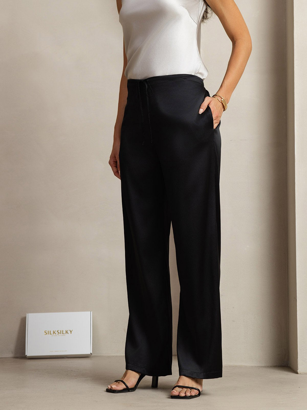 [Black] SilkSilky-UK 19Momme Silk Womens Pants 002