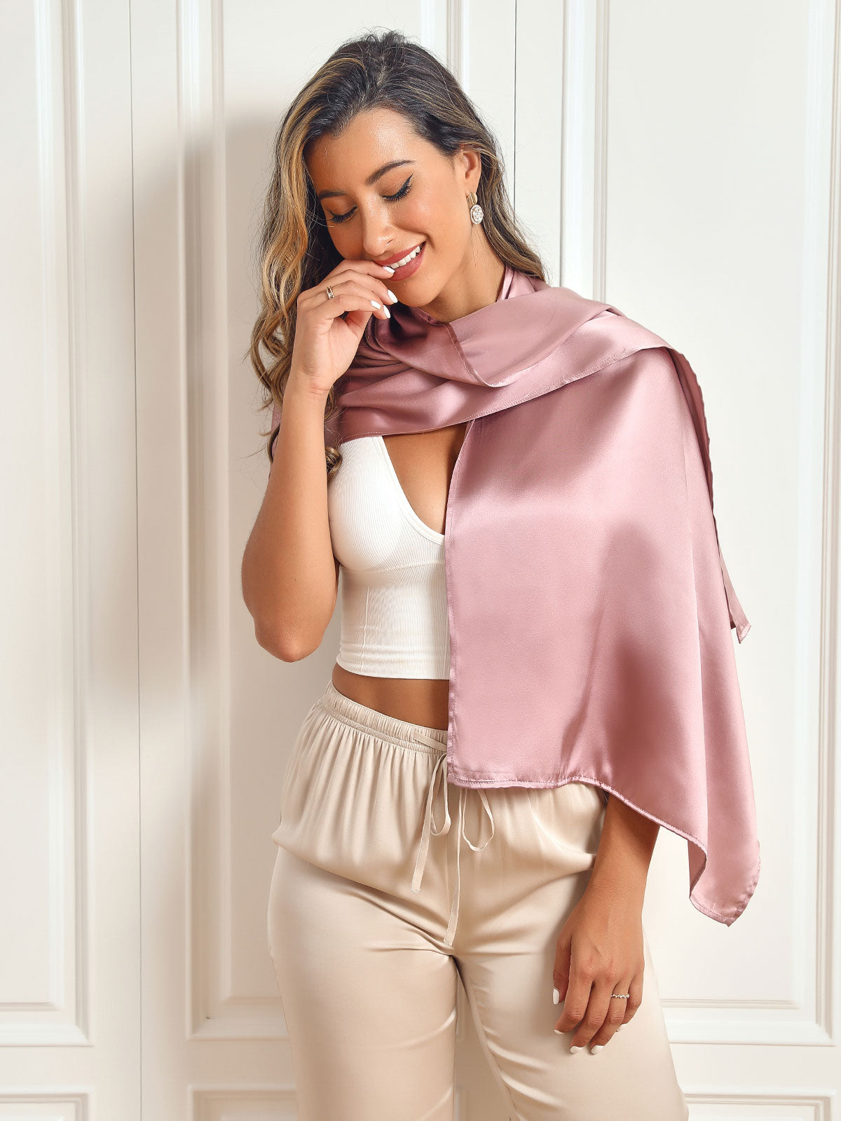 SilkSilky-UK Pure Silk Scarf PaleMauve 002