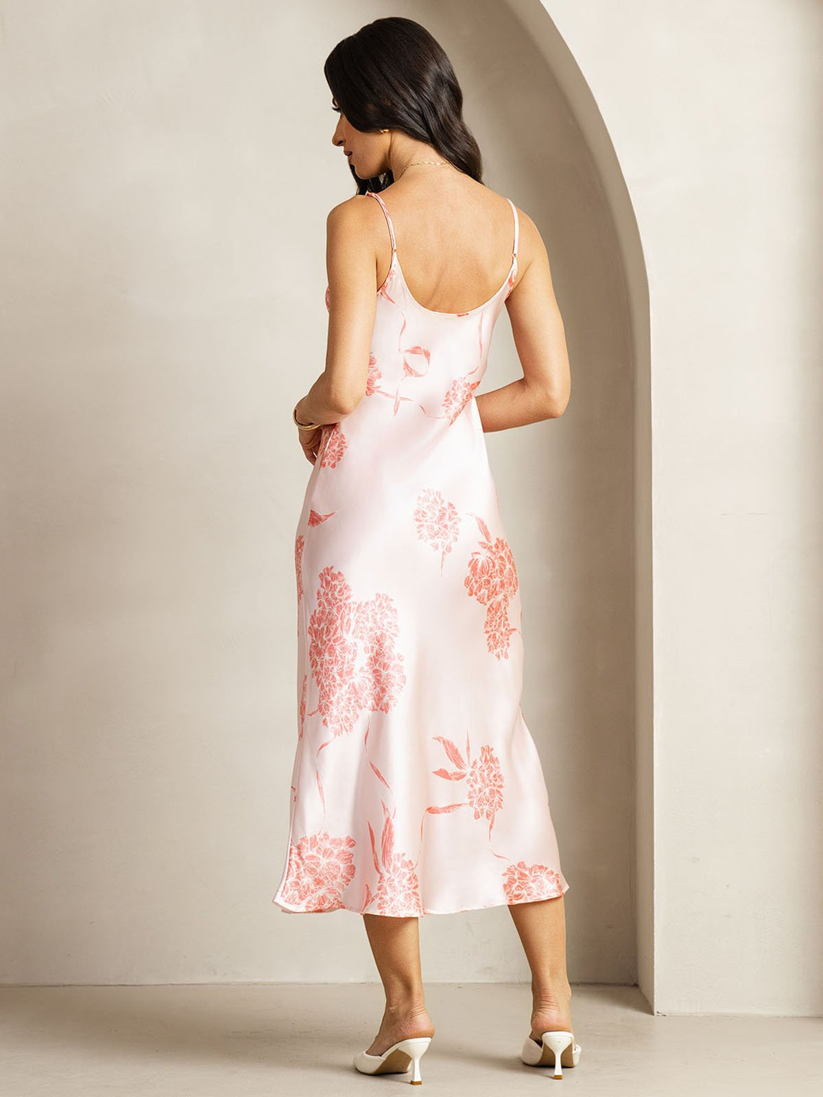 [CoralFloral] SilkSilky-UK 19Momme Silk V Neck Dress 002