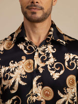 [Black Dragon] SilkSilky-UK Long Sleeve Lapel Collar Men's Shirt 006