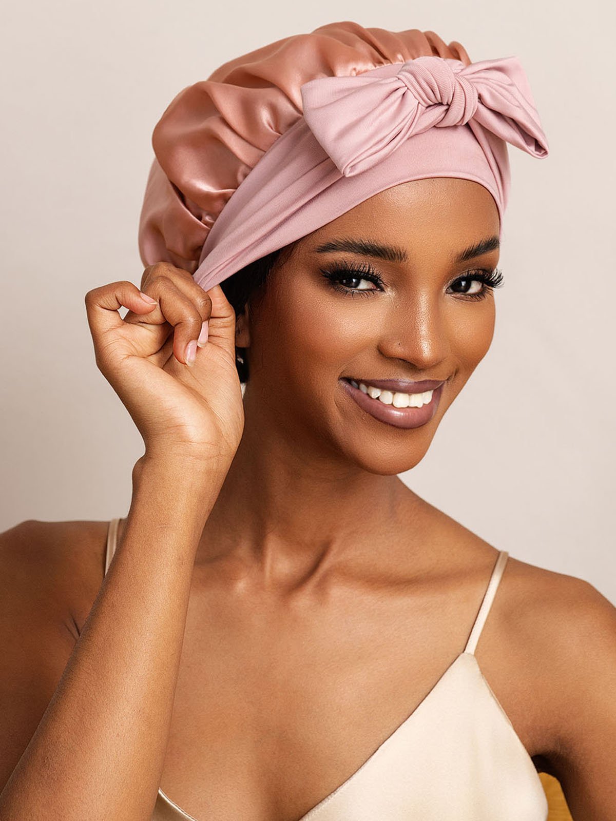 SilkSilky-UK Pure Silk Sleep Cap Pink 001