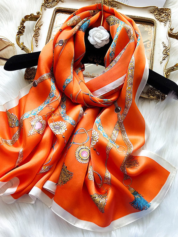 SilkSilky UK Pure Silk Scarf Orange 001