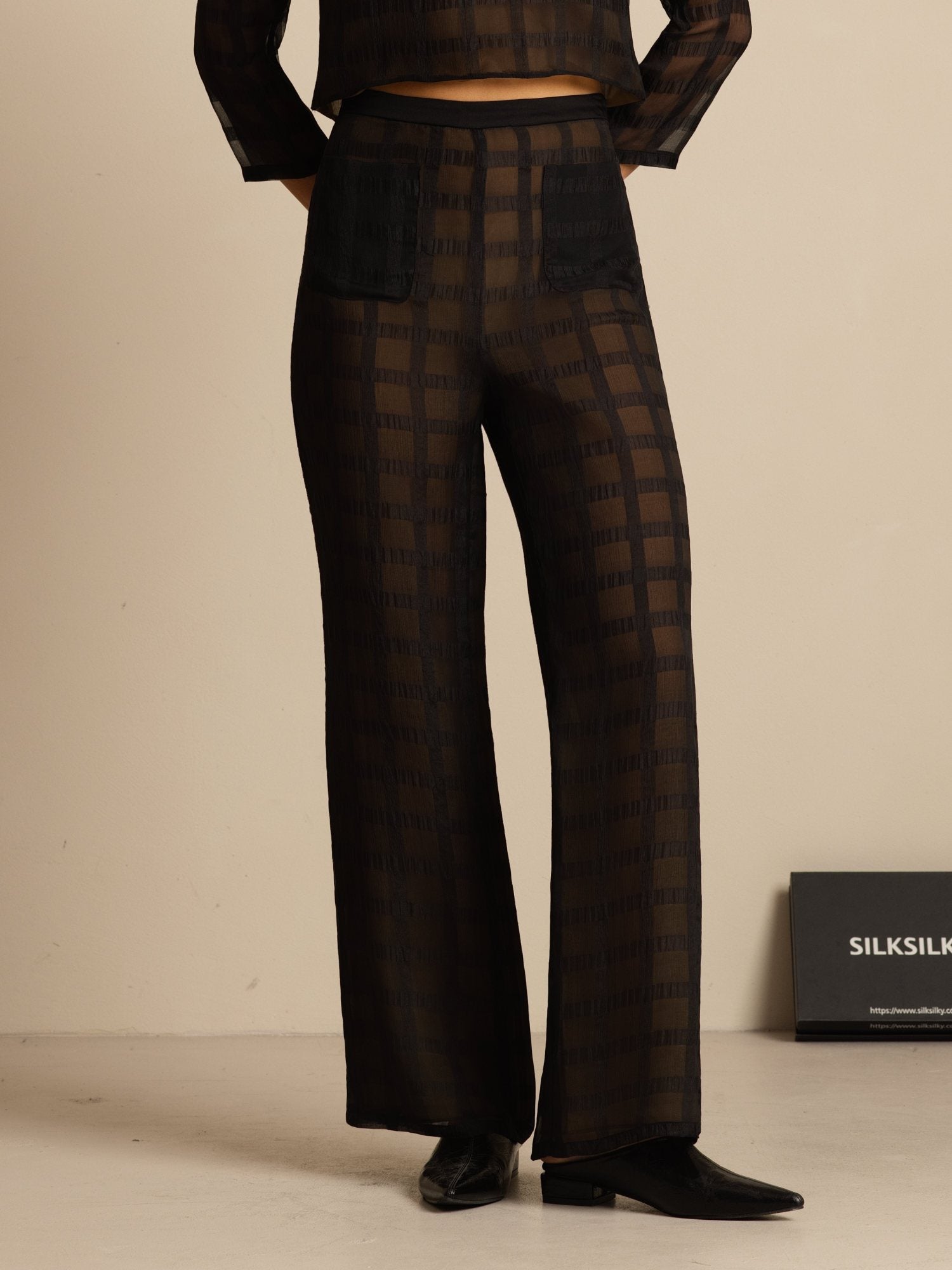 [Black] SilkSilky-UK Pure Silk Womens Pants 001