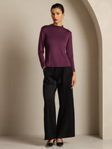 [Purple] SilkSilky-UK Pure Silk Mock Women's T-Shirt 008