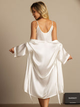 [White] SilkSilky-UK Pure Silk Split Nightdress&Dressing gowns 002,