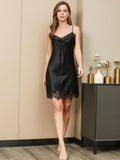 SilkSilky UK Pure Silk Sleeveless V Neck Nightdress Black 005