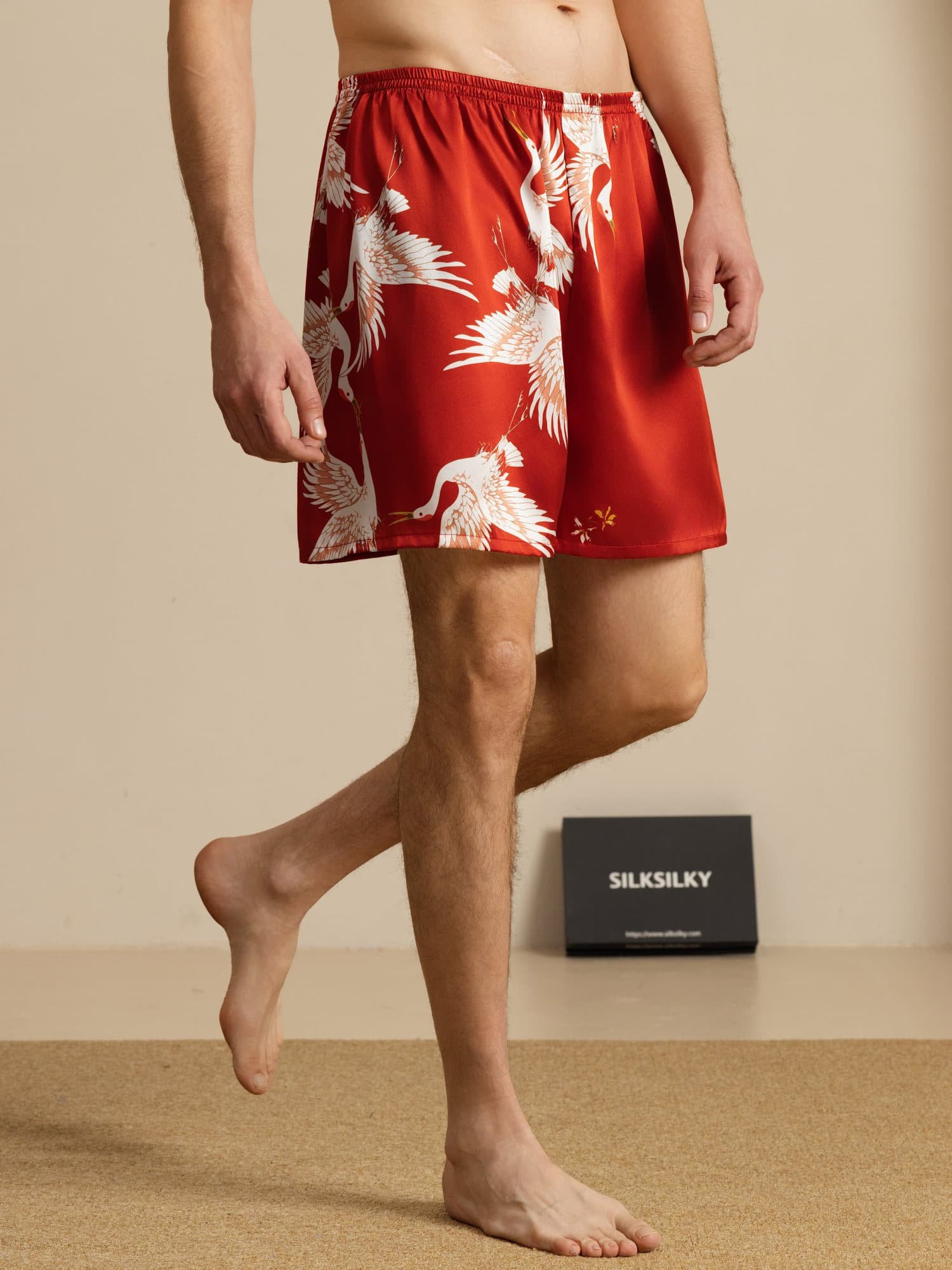 [Wine] SilkSilky-UK 19Momme Mens Sleep Bottoms 004