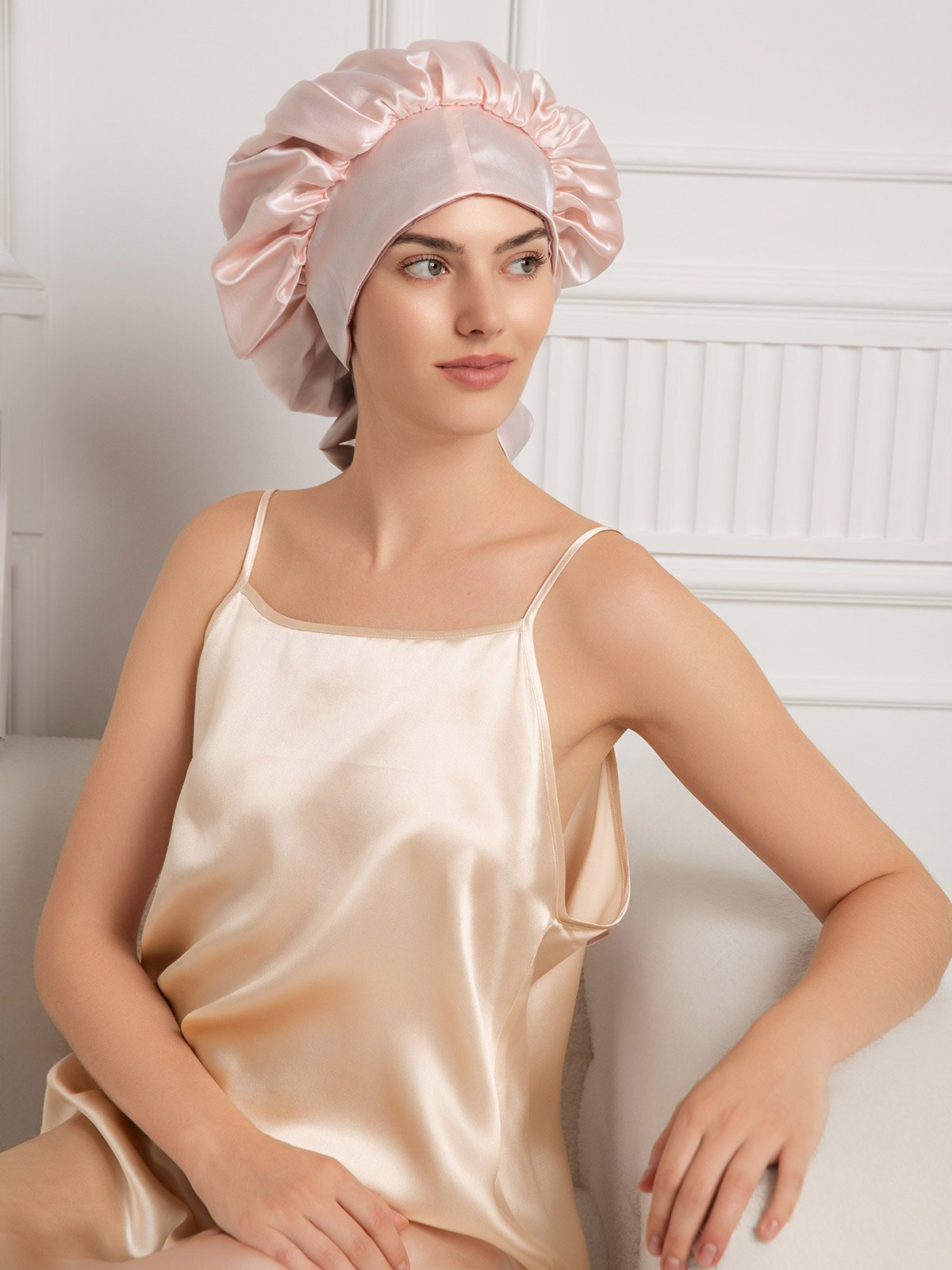 SilkSilky-UK Pure Silk Sleep Cap PaleMauve 009