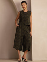 [Pine Vintage] SilkSilky-UK Sleeveless Crew Neck Women's Outfit Sets 007