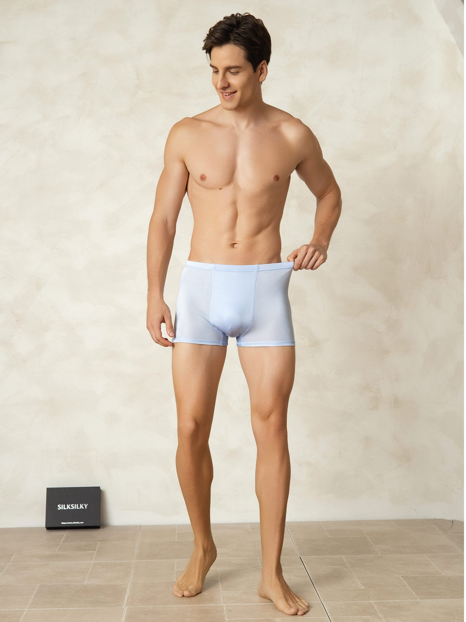 [Light Blue] SilkSilky-UK Silk Knitted Mens Underwear 004