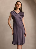 SilkSilky-UK Pure Silk Sleeveless V Neck Nightdress PurpleGray 004