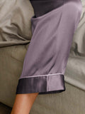 SilkSilky-UK Pure Silk Long Sleeve Lapel Women's Pyjamas PurpleGray 005