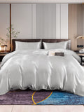 SilkSilky UK 22Momme Pure Silk Bedding Set Silver 001