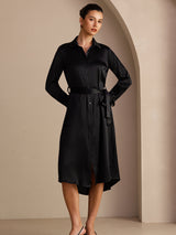 [Black] SilkSilky-UK Long Sleeve Lapel Collar Dress 007